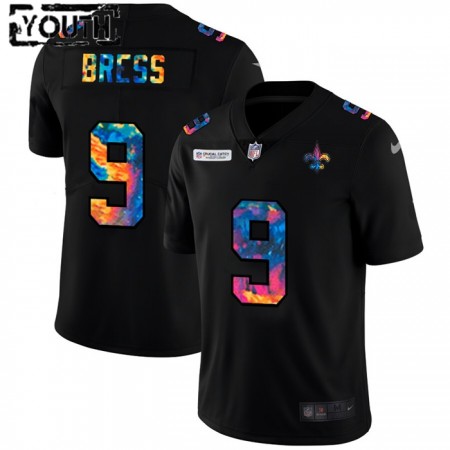 Camiseta Niño NFL New Orleans Saints Drew Brees 9 Nike Flocked Leopard Print Negro